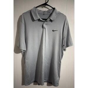NIKE Tiger Woods Collection Golf Polo Mens Dri-Fit L Gray Athleisure